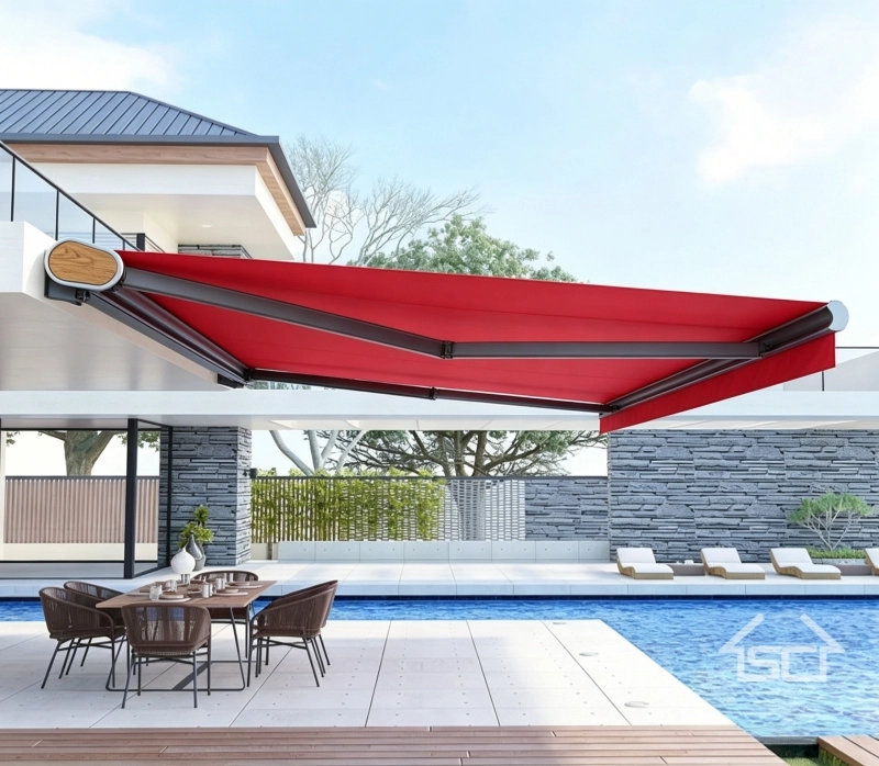 Full Cassette Awning, Electric Motorized Retractable Patio Awning, Outdoor Folding Arm Canopy Shade