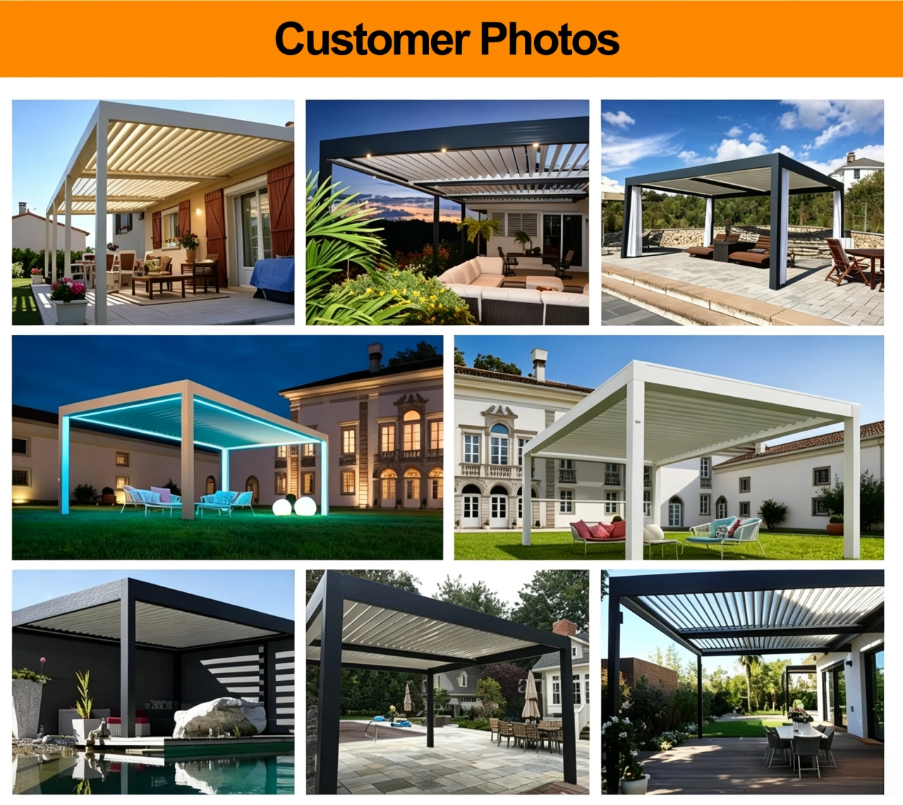 Motorized Waterproof Pergola-Customer Photos