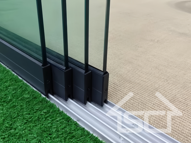 Glass door sliding track