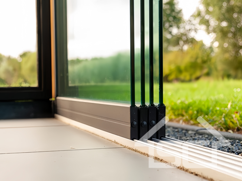 Glass door sliding track