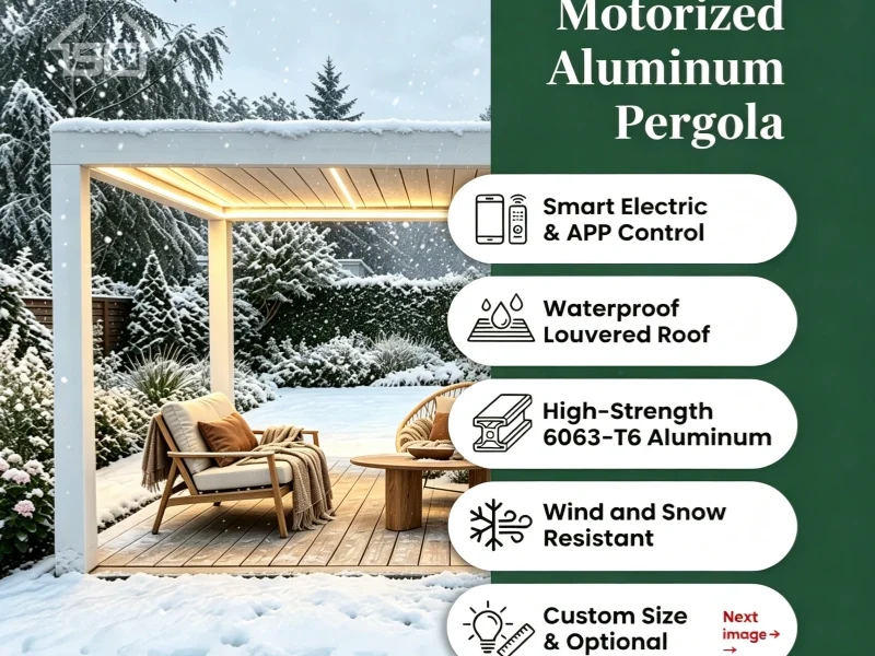 motorized louvered aluminum pergola