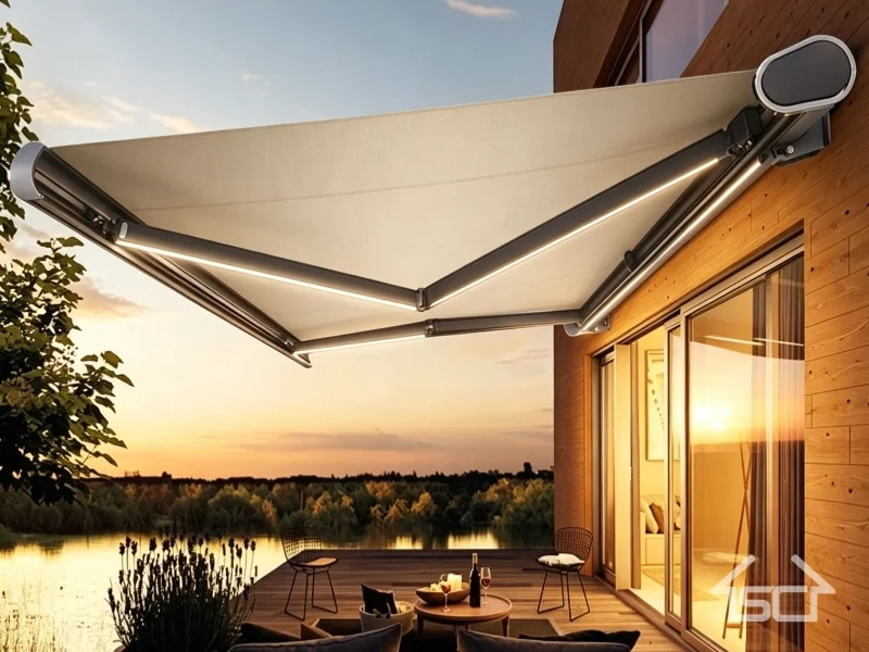 Full Cassette Awning, Electric Motorized Retractable Patio Awning, Outdoor Folding Arm Canopy Shade