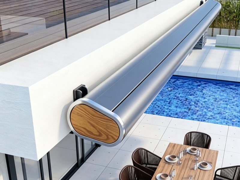 Full Cassette Awning, Electric Motorized Retractable Patio Awning, Outdoor Folding Arm Canopy Shade